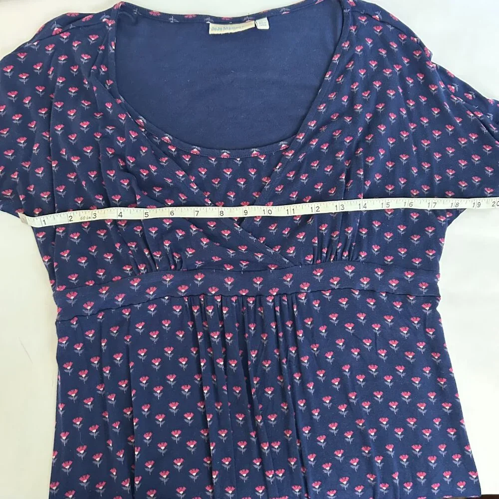 Nursing Dress JoJo Maman Bebe Maternity Navy Pink Floral Long Sleeve S - Picture 8 of 9